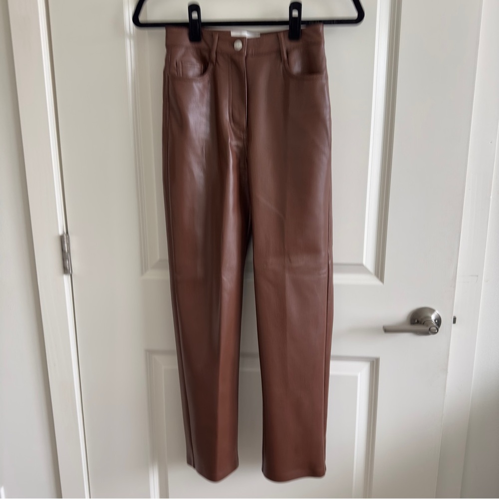 Aritzia Wilfred Melina Brown Leather Pants